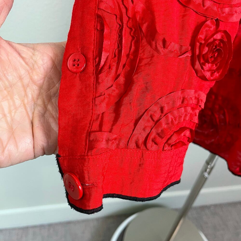 John Mark Red 3d Embellished Button Lagenlook Top… - image 6